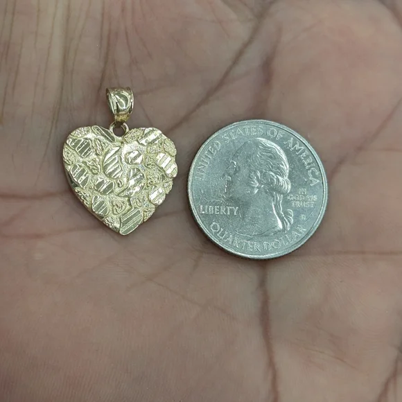 10kt Real Gold Heart Nugget Pendant